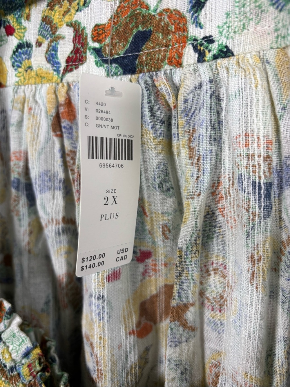 Anthropologie Multicolor Floral Wrap Blouse With Crop Bralette Top NWT 2X - Picture 2 of 16